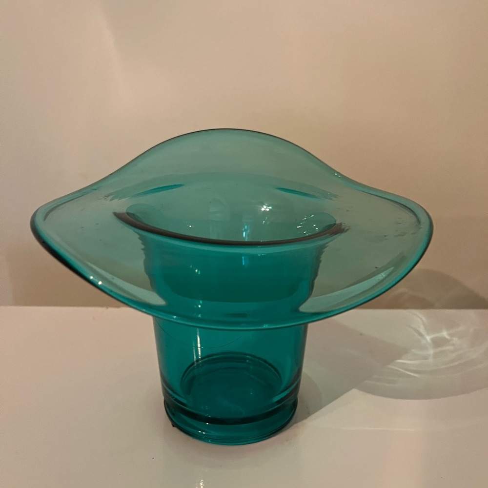 Teal Funky Glass Vase